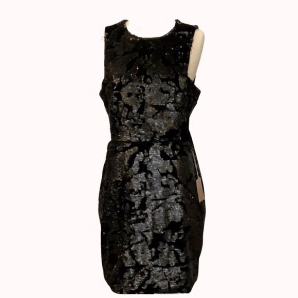 NWT Forever 21 black velvet sequin cut out dress Large - Picture 1 of 10